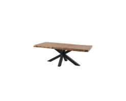 Meuble House Table de repas XXL avec plateau en teck recyclé et pieds étoile 280cm "Valley" Best