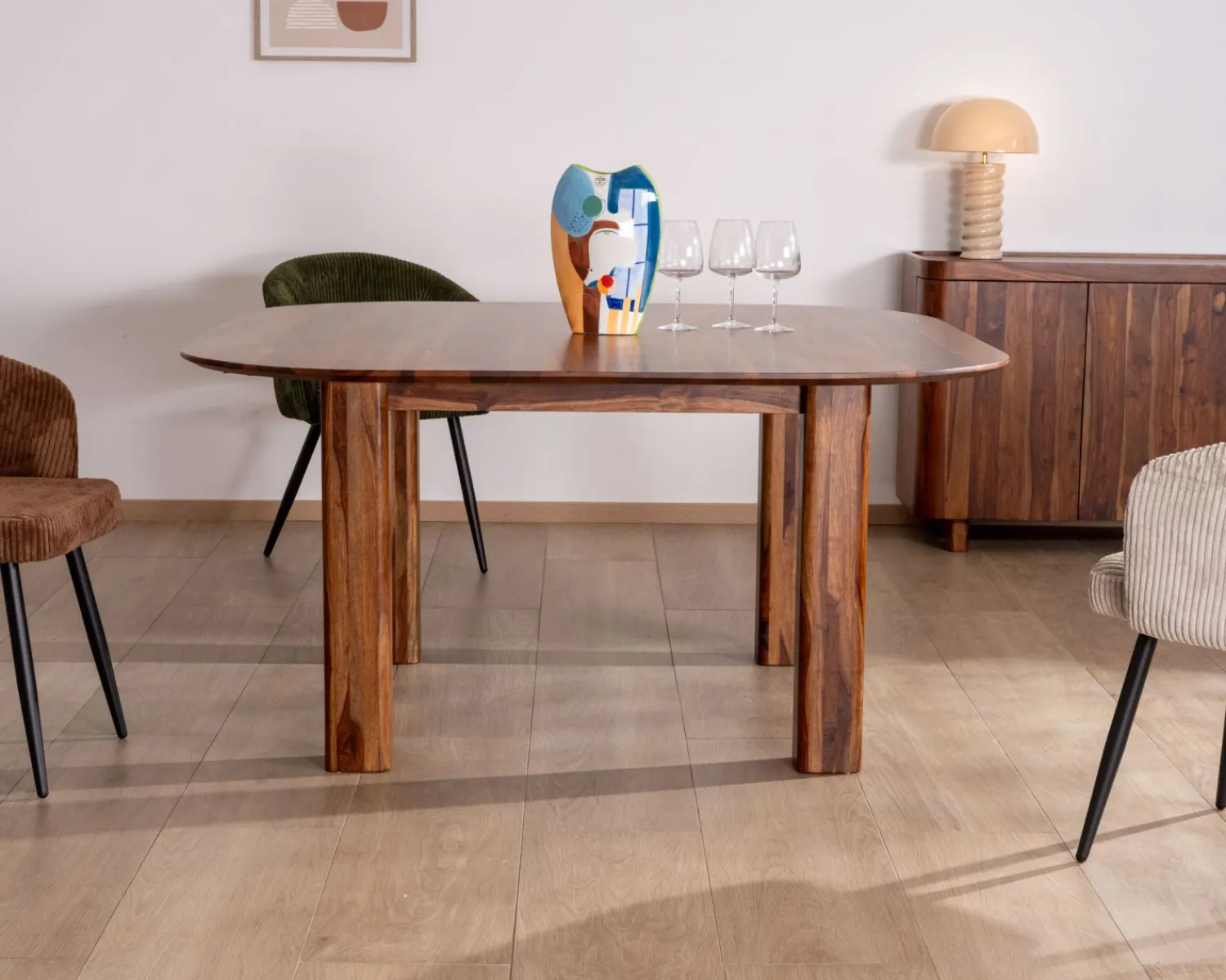 Meuble House Table de salle à manger carrée en palissandre "Rosewood" 150 cm design rétro New