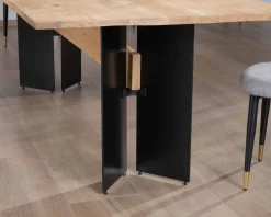 Meuble House Table de salle à manger manguier massif 240cm piètement design bois et métal noir