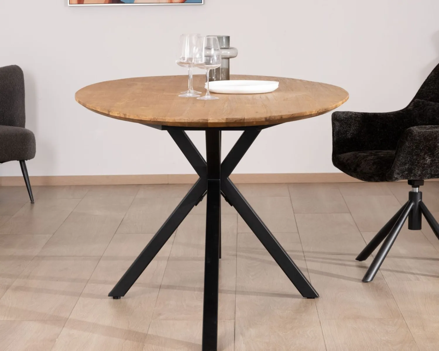 Meuble House Table de salle à manger ovale en teck naturel "Bahia" pieds mikado métal New