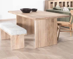 Meuble House Table de salle à manger rectangulaire 180cm en manguier sablé pieds latéraux pleins "Maestro" Clearance