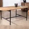 Meuble House Table de salle à manger vintage en teck et métal "Troms" 200 x 100 cm New