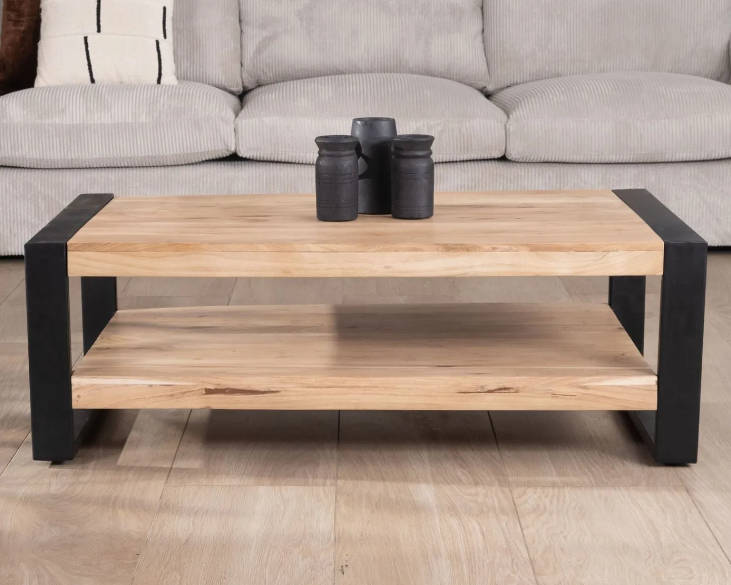 Meuble House Table de salon 120 cm à double plateau métal et bois "Montréal" Best