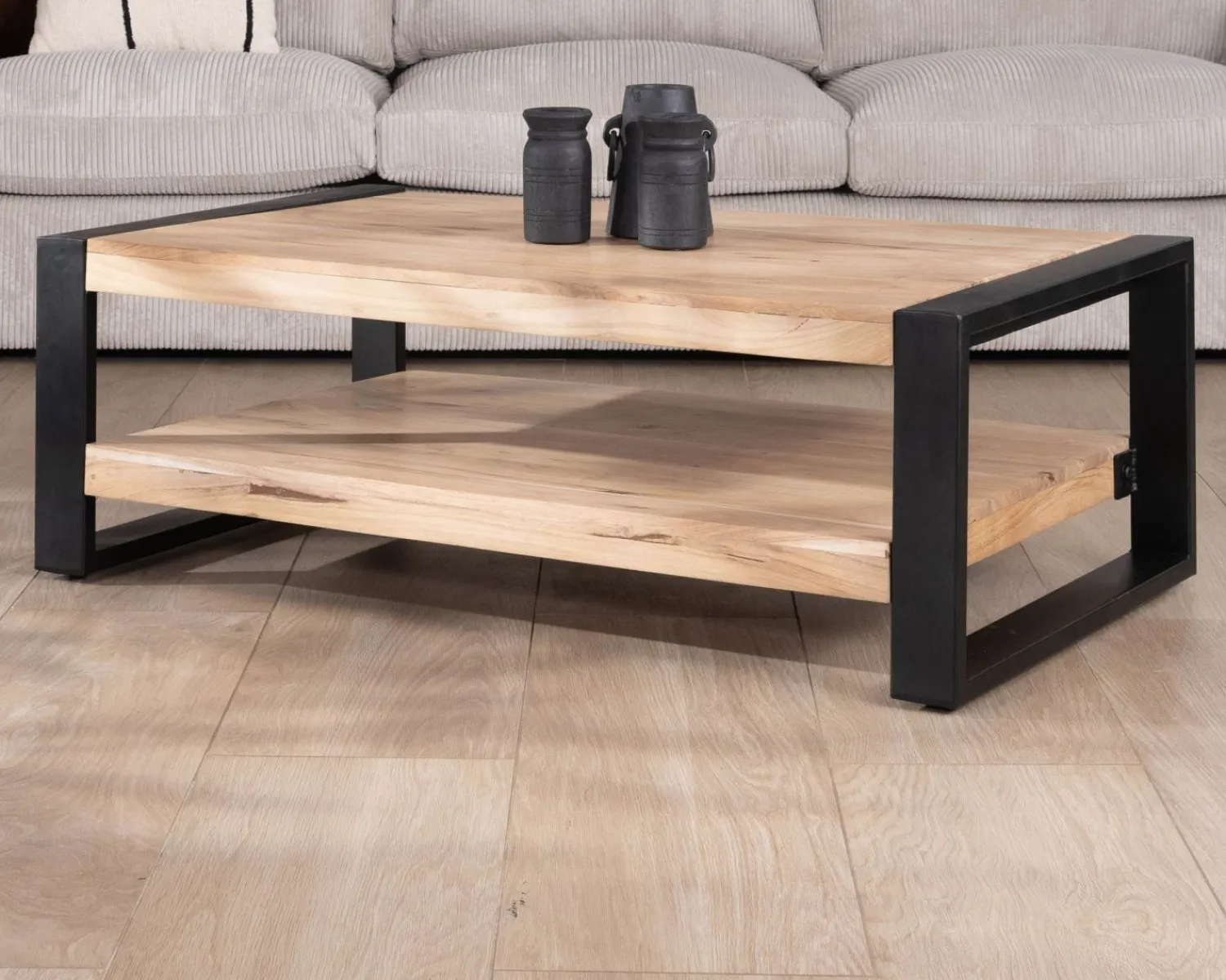 Meuble House Table de salon 120 cm à double plateau métal et bois "Montréal" Best