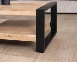 Meuble House Table de salon 120 cm à double plateau métal et bois