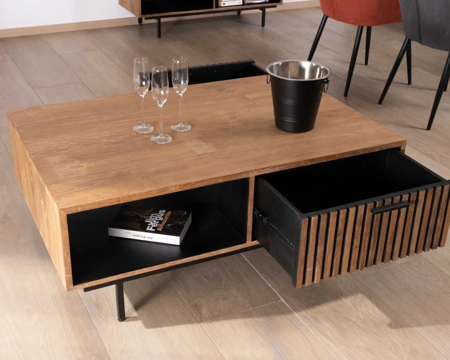 Meuble House Table de salon 120 cm en teck recyclé "Opland" style rétro Clearance