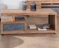 Meuble House Table de salon contemporaine rectangulaire 120x70cm en acacia massif "Paguera" New