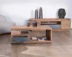 Meuble House Table de salon contemporaine rectangulaire 120x70cm en acacia massif 