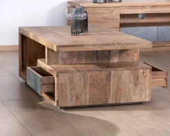 Meuble House Table de salon contemporaine rectangulaire 120x70cm en acacia massif 