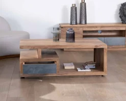 Meuble House Table de salon contemporaine rectangulaire 120x70cm en acacia massif 