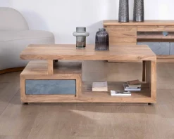 Meuble House Table de salon contemporaine rectangulaire 120x70cm en acacia massif 