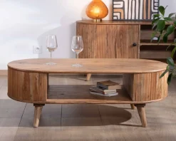 Meuble House Table de salon design arrondi vintage en acacia "Boomer"
