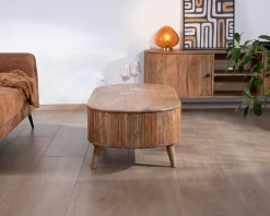 Meuble House Table de salon design arrondi vintage en acacia