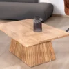 Meuble House Table de salon design "Elki" en acacia avec pied central Outlet