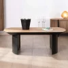 Meuble House Table de salon en teck recyclé et pieds demi sphère en métal noir "Troms" 120 cm Outlet