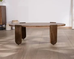 Meuble House Table de salon ovale en manguier pieds cannelés