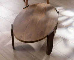 Meuble House Table de salon ovale en manguier pieds cannelés
