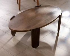 Meuble House Table de salon ovale en manguier pieds cannelés