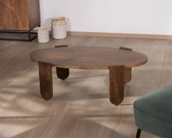 Meuble House Table de salon ovale en manguier pieds cannelés