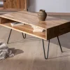 Meuble House Table de salon épurée plateau acacia et niche centrale "Wendy" Sale
