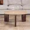 Meuble House Table de salon ronde en travertin et manguier "Archipel" 90 cm Hot
