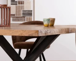 Meuble House Table design carrée métal et bois massif 