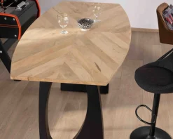 Meuble House Table haute en acacia 185 cm et pieds métal noir design
