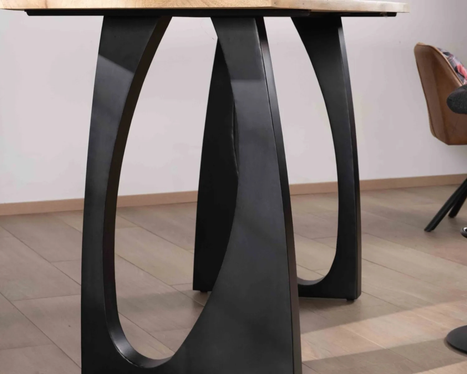 Meuble House Table haute en acacia 185 cm et pieds métal noir design "Audacio" New