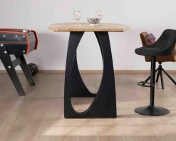 Meuble House Table haute en acacia 185 cm et pieds métal noir design