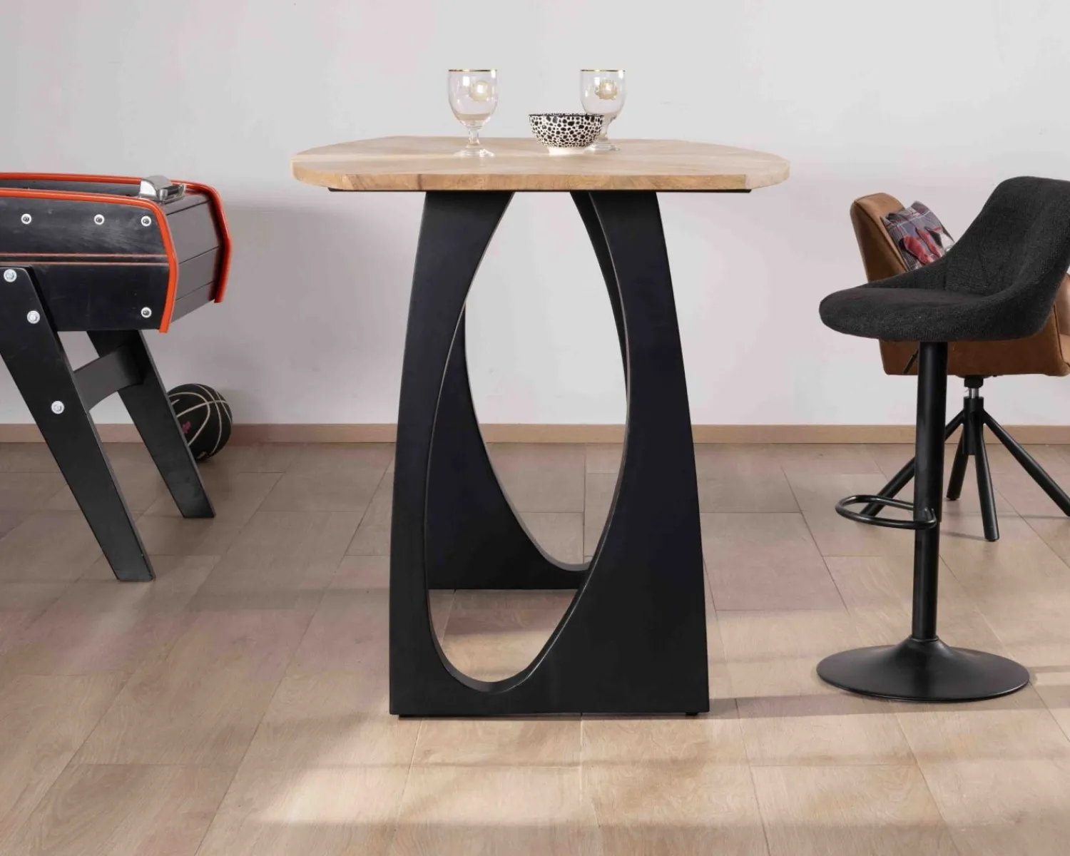 Meuble House Table haute en acacia 185 cm et pieds métal noir design "Audacio" New
