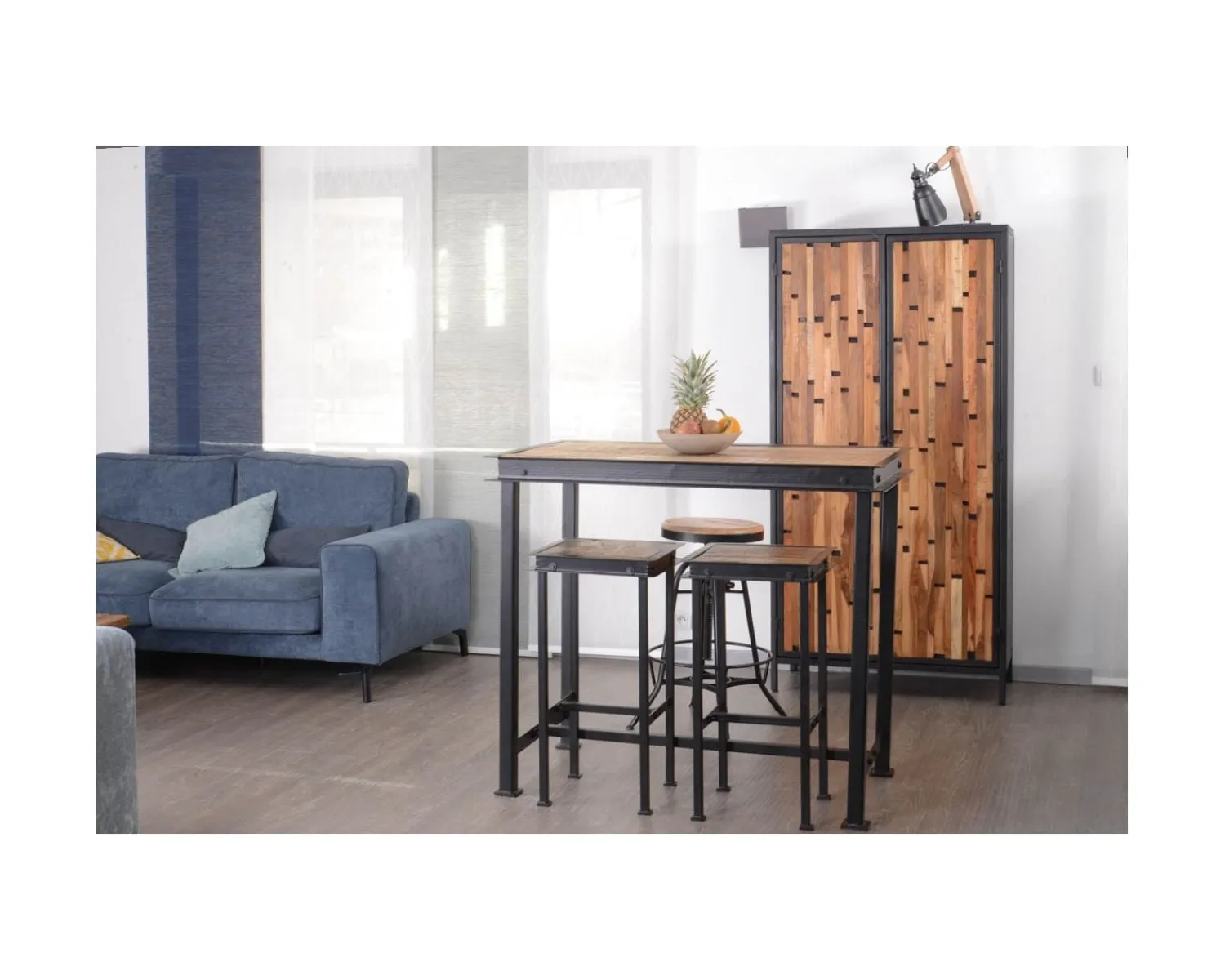 Meuble House Table haute métal et bois 150x80cm "IPN" New