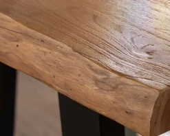 Meuble House Table haute style atelier en teck recyclé massif “Lasia” avec piètement métal noir en U Sale