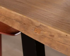 Meuble House Table haute style atelier en teck recyclé massif “Lasia” avec piètement métal noir en U Sale