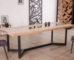 Meuble House Table à manger contemporaine métal, bois et verre