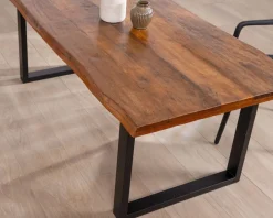 Meuble House Table à manger en bois recyclé et pieds métal noir en U