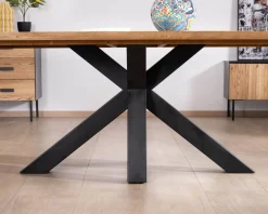 Meuble House Table à manger en frêne massif et pied étoile métal noir