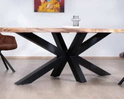 Meuble House Table à manger haut de gamme plateau bois épais pieds métal 