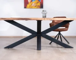 Meuble House Table à manger haut de gamme plateau bois épais pieds métal 