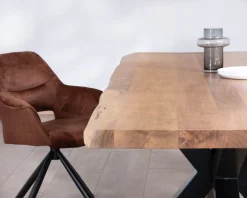 Meuble House Table à manger haut de gamme plateau bois épais pieds métal 