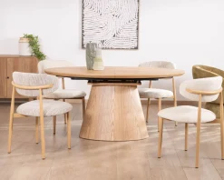 Meuble House Table à manger ovale extensible 160-200 cm aspect chêne "Oria" style contemporain épuré Sale