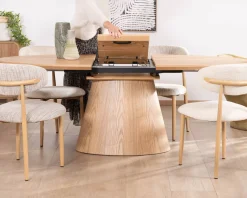 Meuble House Table à manger ovale extensible 160-200 cm aspect chêne 
