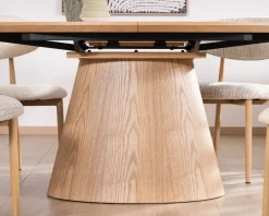 Meuble House Table à manger ovale extensible 160-200 cm aspect chêne 