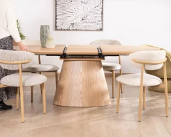 Meuble House Table à manger ovale extensible 160-200 cm aspect chêne 