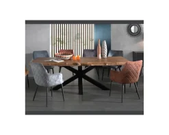 Meuble House Table à manger plateau teck massif recyclé pieds étoile en métal "Valley" 240cm Sale