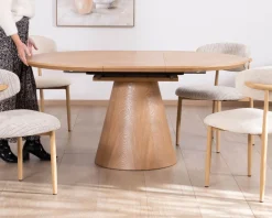 Meuble House Table à manger ronde 120 cm extensible 160 cm "Oria" style épuré aspect frêne Outlet