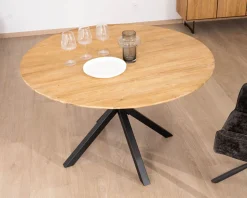 Meuble House Table à manger ronde en teck recyclé et pieds mikado
