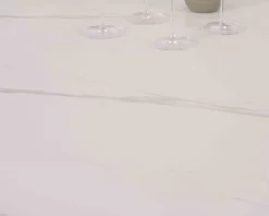Meuble House Table ronde 120 cm plateau céramique blanc effet marbre 