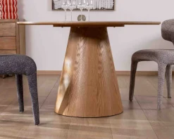 Meuble House Table ronde 120 cm plateau céramique blanc effet marbre 
