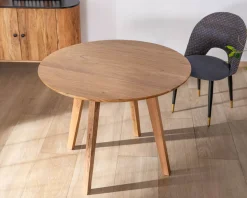 Meuble House Table ronde en acacia style rétro 