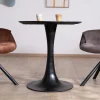 Meuble House Table ronde esprit bistrot en manguier noir et pied tulipe "Piccadilly" diamètre 70 cm Discount